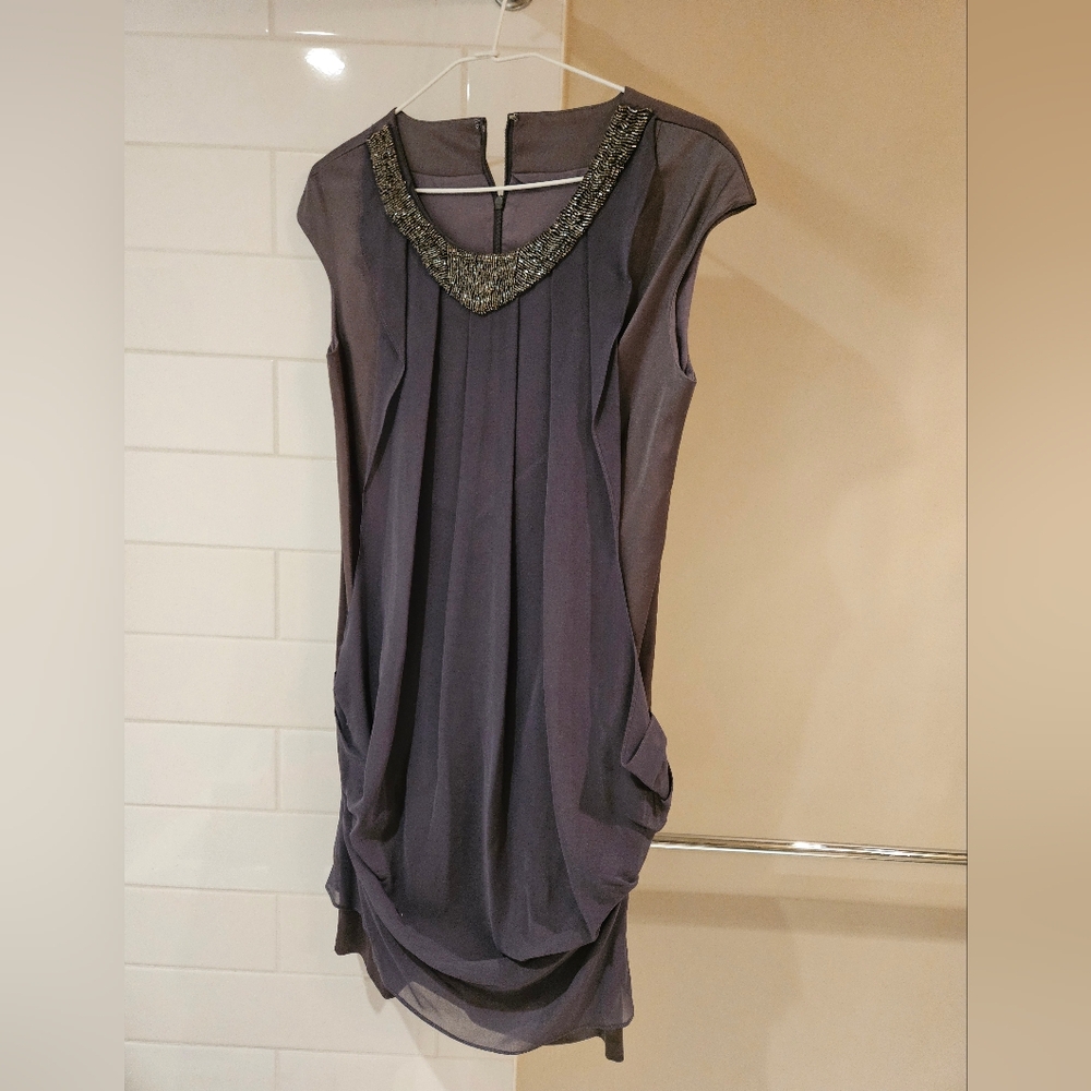 Silver beaded party mini dress size small (2-4)